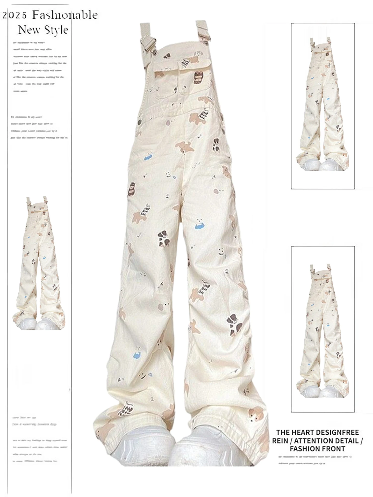 

Cute Doggies Design Fufu Age Reduction High Waist Women's Cargo Pants Spring 2026 New Sle Japanese Cute Overalls Long Pants