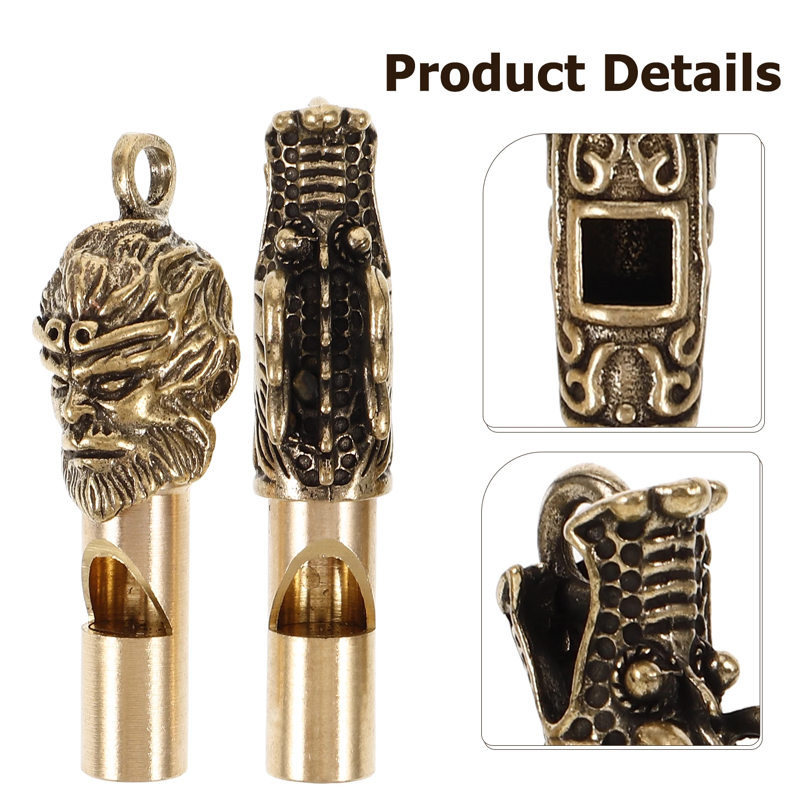 

3 Pcs Brass Whistle Keychain Copper Camping Loud Emergency Whistles Hiking Decorative Sports