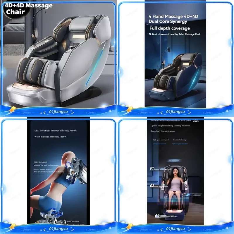 4D Electric Massage Chair Full Body Recliner Zero Gravity SL Track Auto Massager 2025 Home Spa Relaxation Sofa with Foot