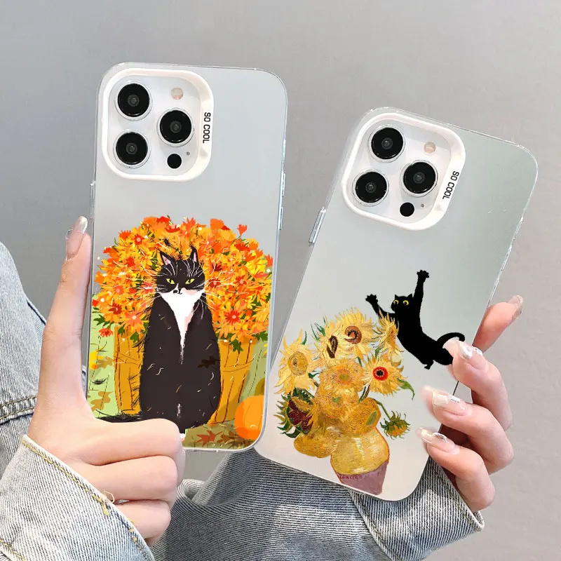 نزهة المشهد الكرتون الحيوانات القط الكلب الليزر قضية الهاتف آيفون 13 12 Mini 14 11 Pro Max 17 15 16 Pro Max Plus 17 Air Covers