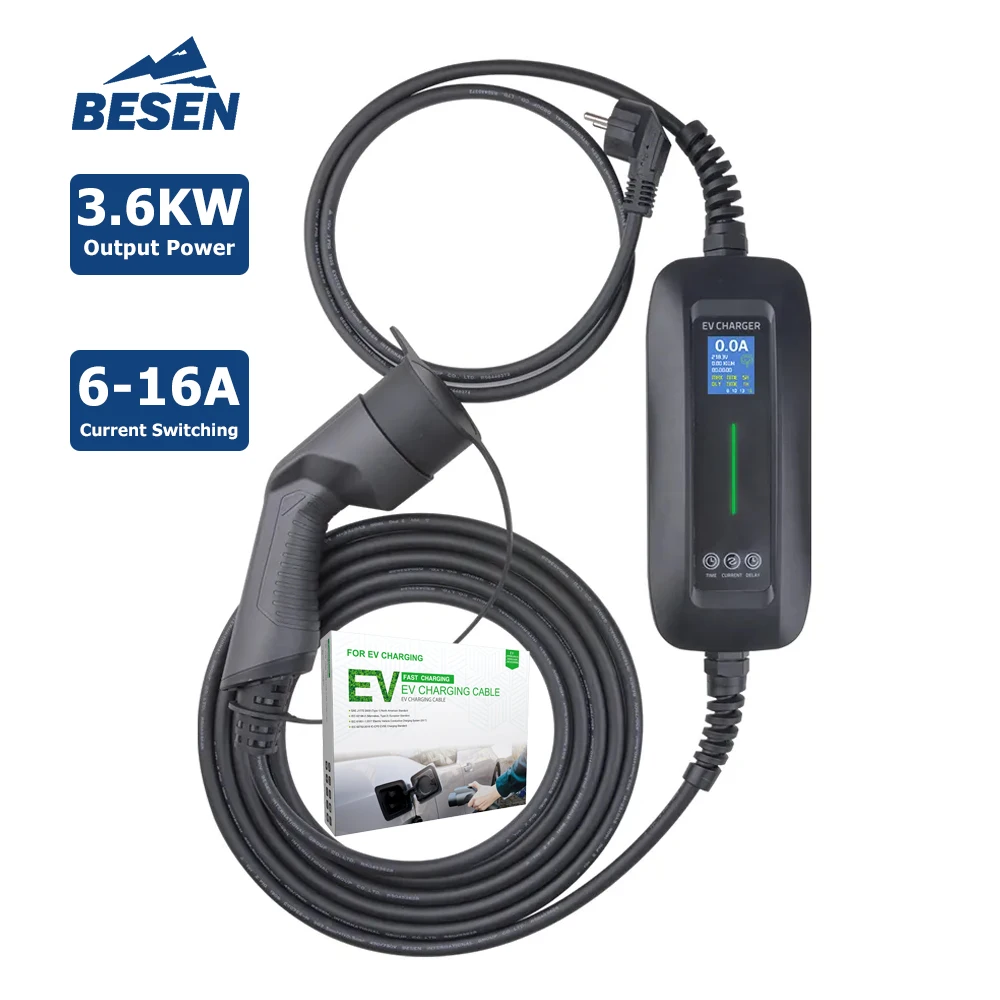 

Besen Wholesale Type 2 CE Certificate 6A 8A 10A 13A 16A Electric Car Portable Charger for Business