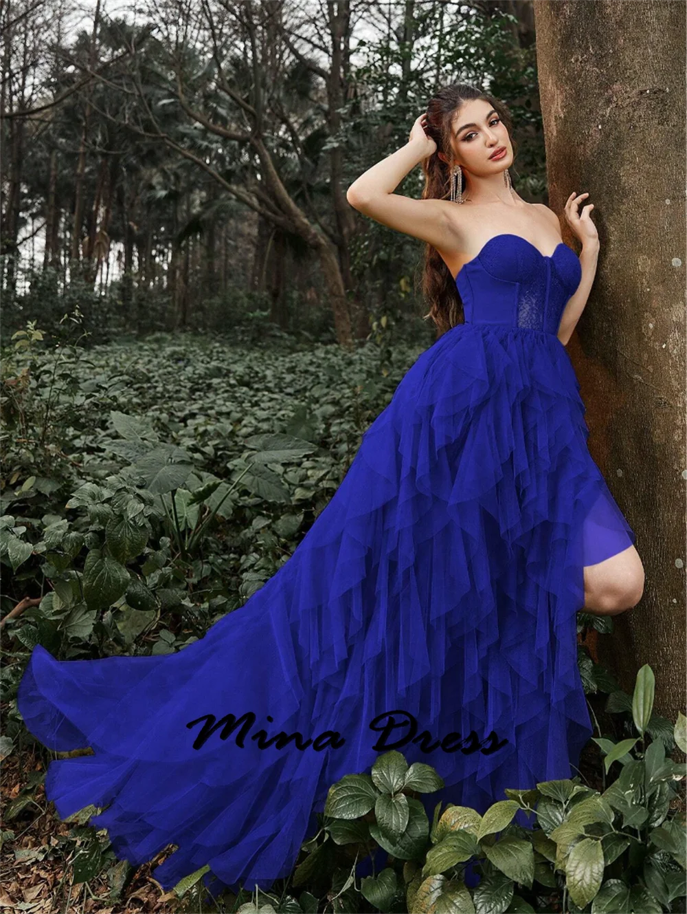 Mina Customized Backless Bridesmaid Dress Woman Sleeveless Formal Occasion Dresses for Formal Occasions Slit Layered Strapless