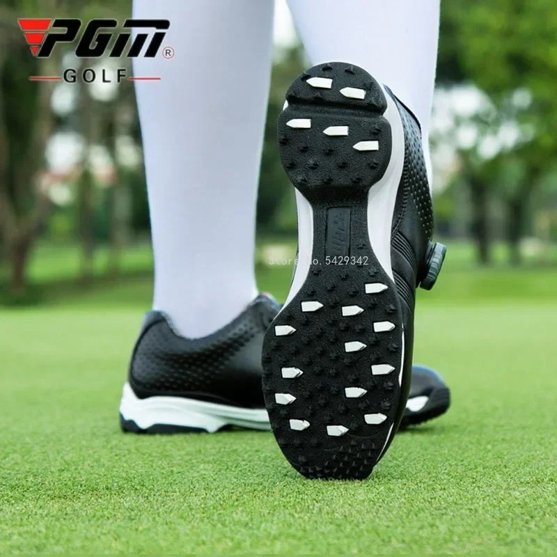 Pgm Ladies Golf Shoes Waterproof Rotating Buckle Sneaker Womens Auto Lacing Anti-Slip Golf Shoes Breathable Lightweight Trainers