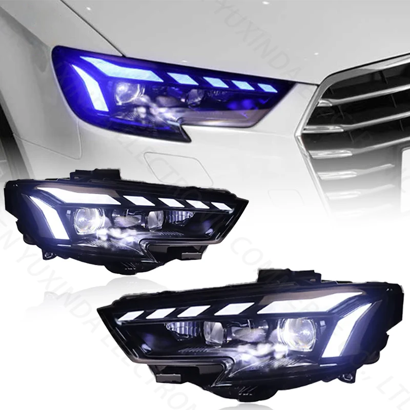 High-quality For Audi A3 17-20 Retrofit LED Headlight Assembly A Touch Of Blue Daytime Running Lights Dual-lens High Beams
