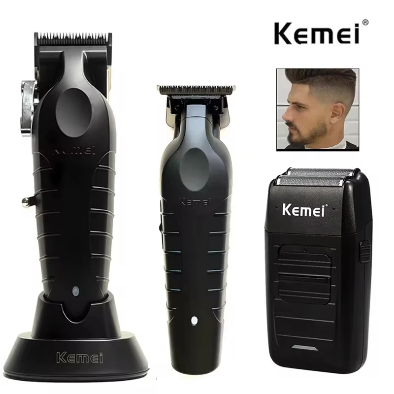 Kemei-男性用電気バリカンキット、バリカン、プロ用シェーバー、バリカン、KM-2296、KM-2299、KM-1102