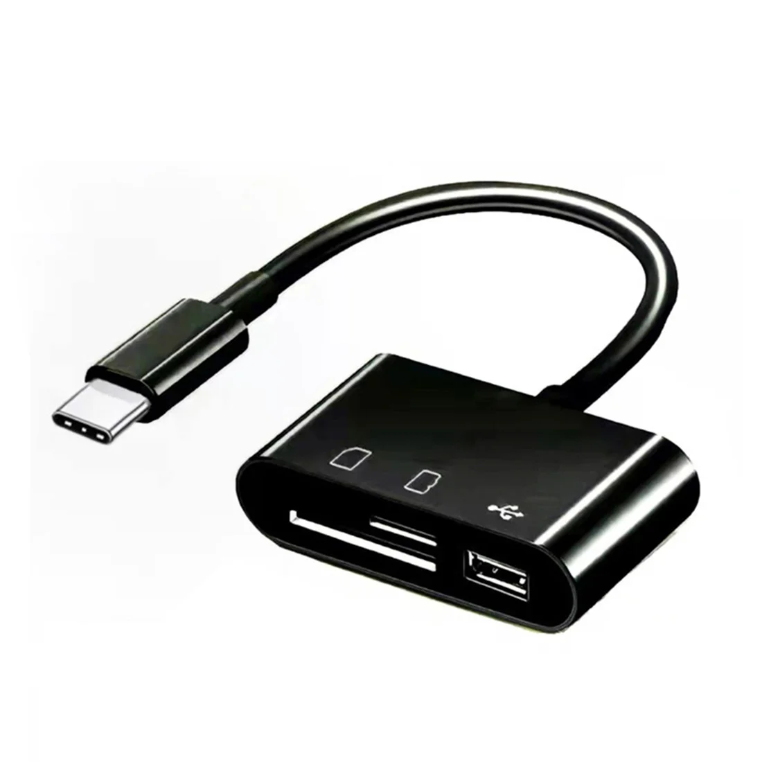 Adaptador de lector de tarjetas 3 en 1 tipo C, micro-usb, SD, TF, teléfono, OTG, lector de tarjetas SD para Galaxy, tableta, negro