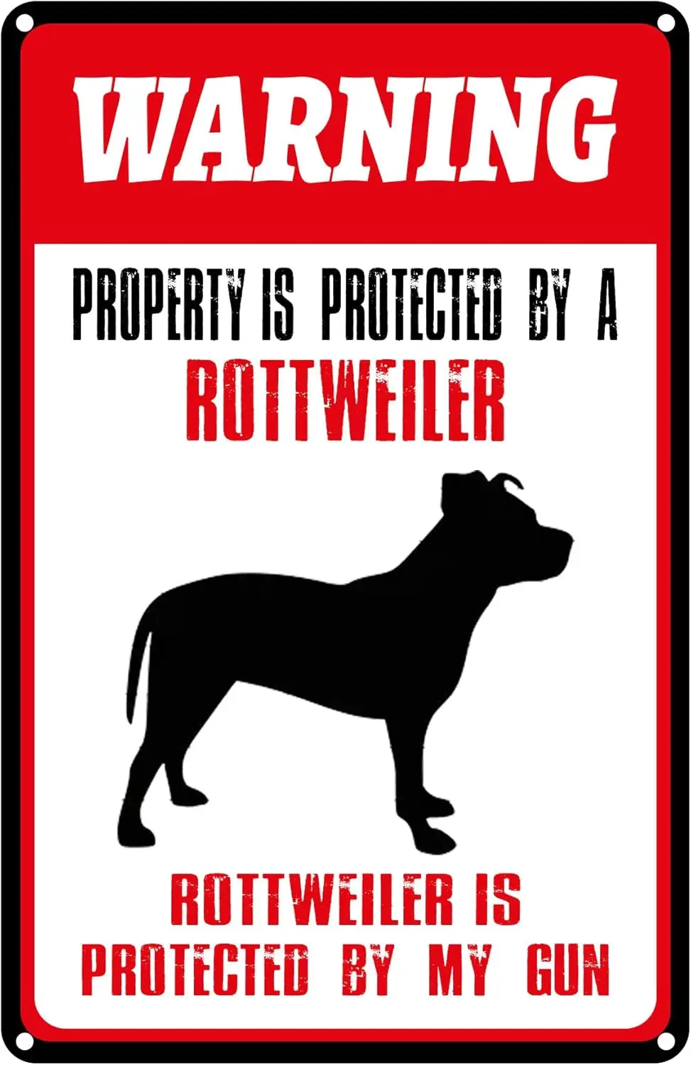 Warning Beware of Rottweiler Funny Metal Sign Decoration TIN SIGN for Toilet Restroom Home 12'' X 8''