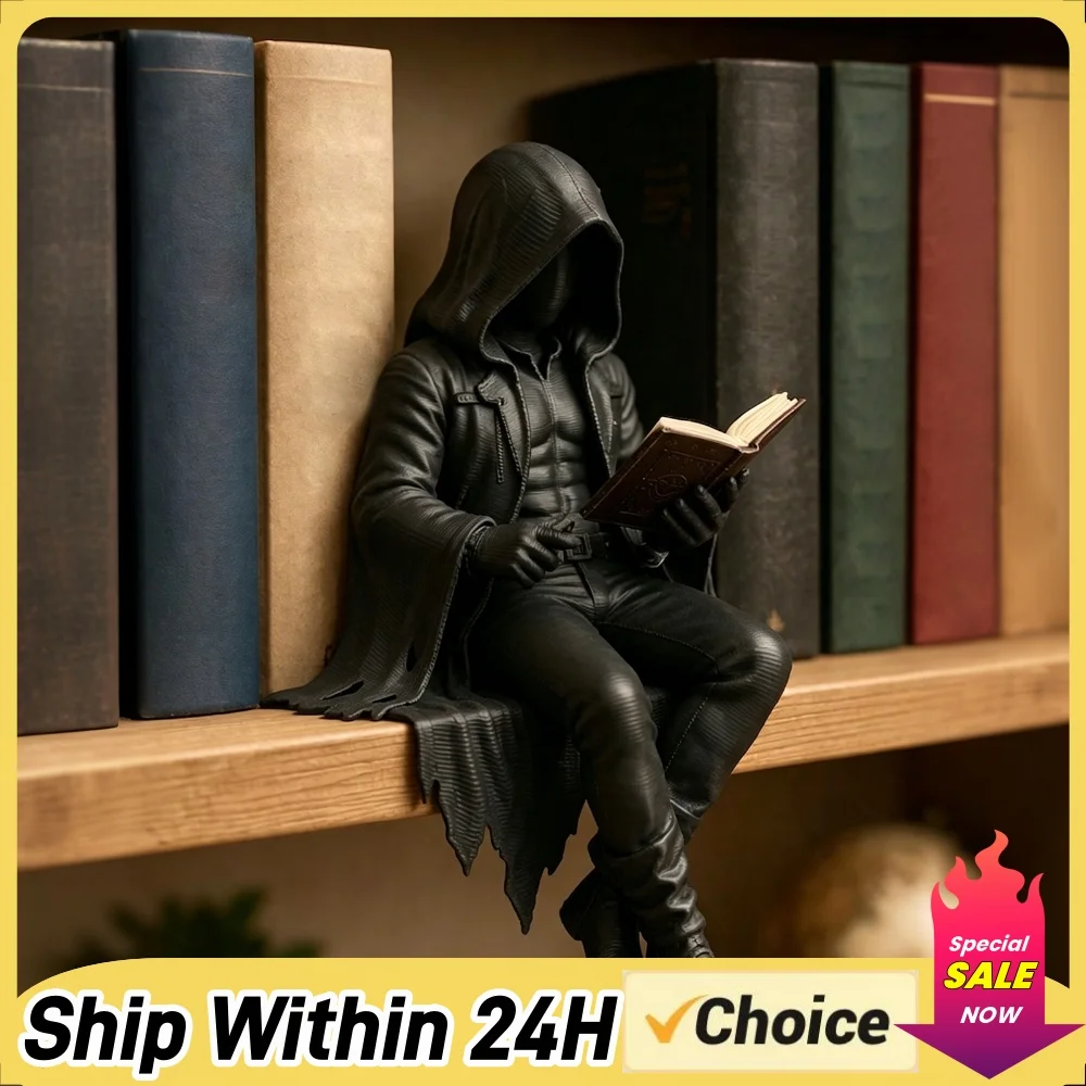 Gothic Dark Black Robe Statue Versatile Display Accent Demon Figurine Retro Detailed Craftsmanship for Collector Display