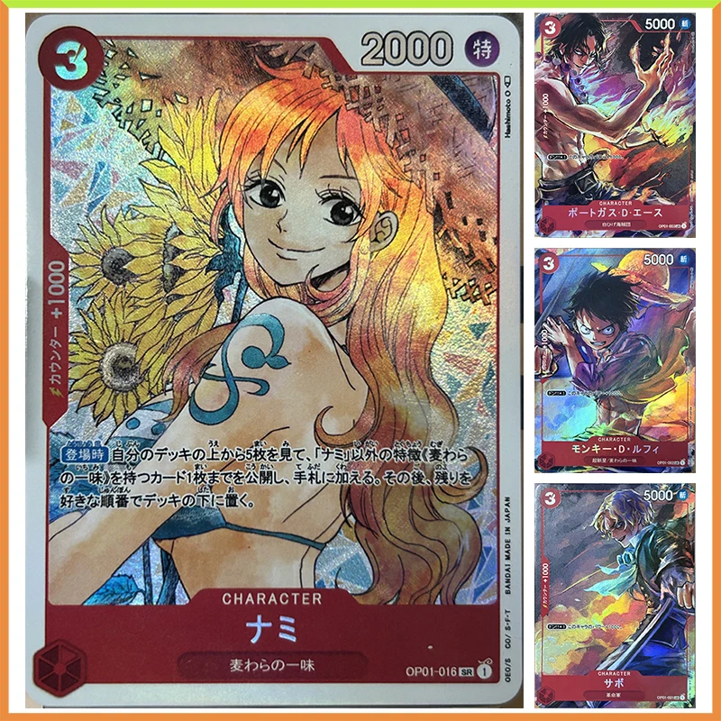 

Anime ONE PIECE DIY ACG Refraction Foil Luffy Ace Nami Toys Battle Game for Boys Collectible Cards Christmas Birthday Present