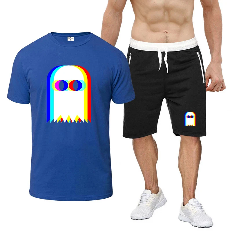 2025 رائجة البيع الصيف عادية تنفس مريحة مضحك شبح مخدر Vaporwave هالوين EDM الموسيقى تي شيرت السراويل الدعاوى #3