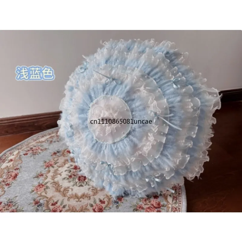 

Зонт для свадебной фотосессии с кружевной отделкой, ручной работы, в стиле готической лолиты, с темными перьями