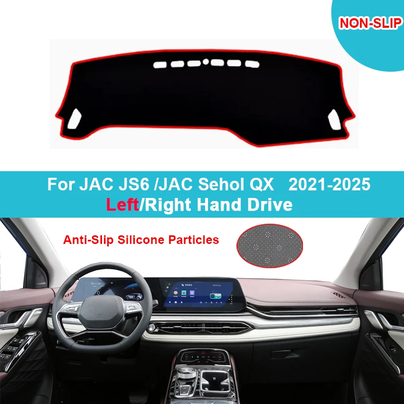 Car Dashboard Cover DashMat  for For JAC JS6 /JAC Sehol QX 2021 - 2024 2025 Flannel Suede Polyester Carpet Cape Protector Shade