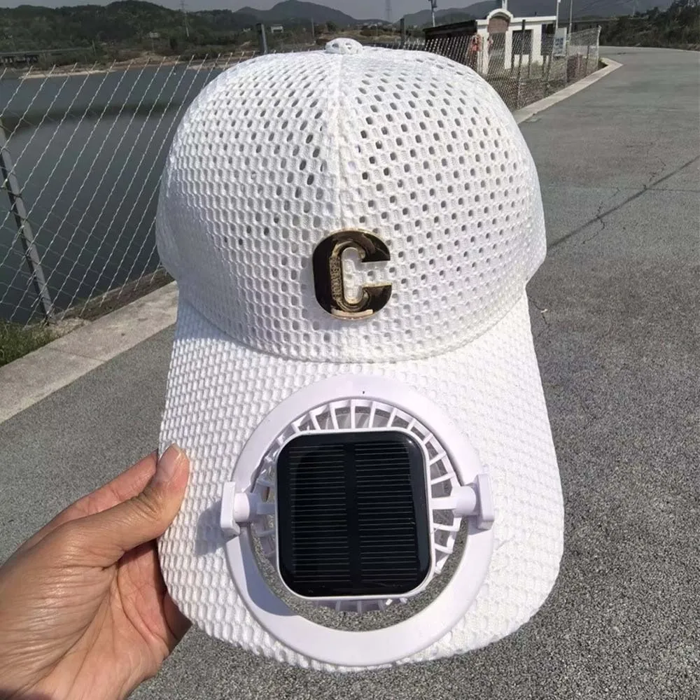 Portable Solar Powered Fan Baseball Cap Adjustable 300mA Rechargeable Fan Hat Long-lasting Lightweight Cooling Mesh Peaked Cap