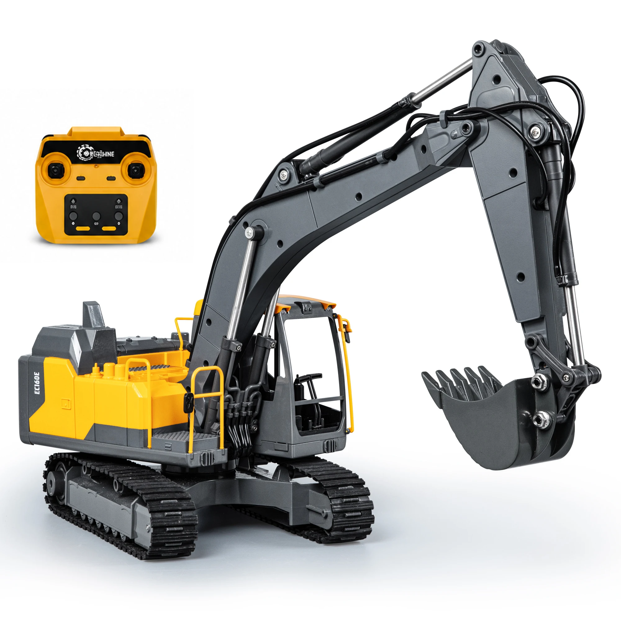 1/16 DoubleE E598 003 Electric Lifting RC Excavator Metal 2Arms Remote Control Digger Hammer Bucket Claw 360° Rotating LED Sound
