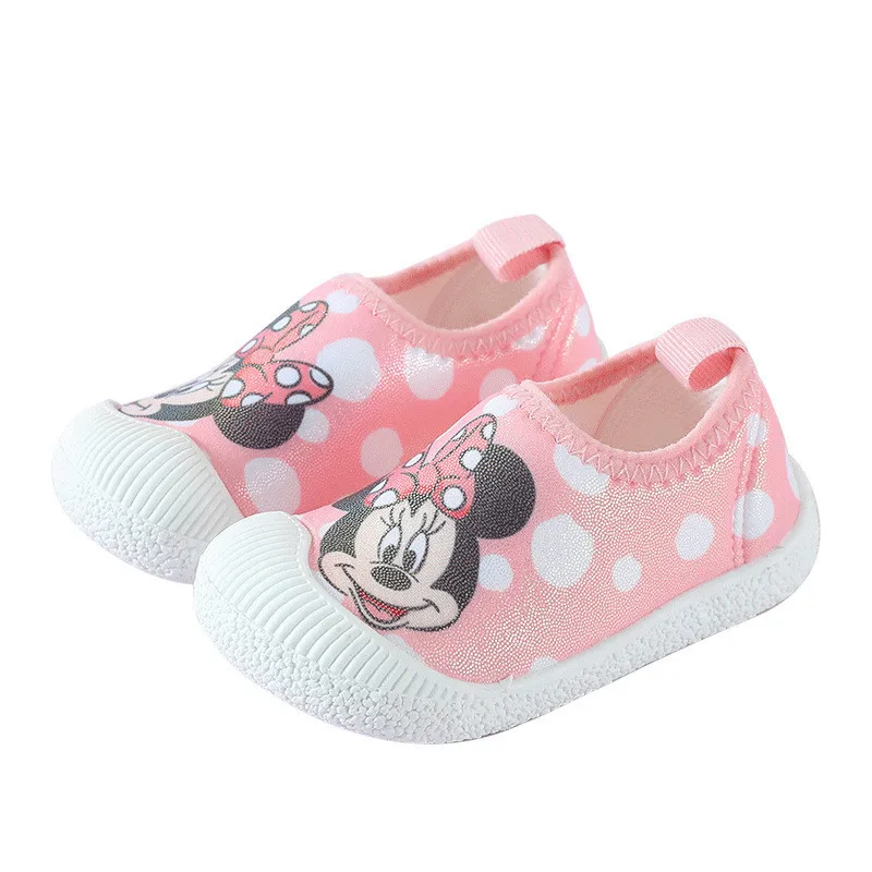 Baskets à enfiler Disney Minnie Mouse pour enfants, chaussures plates décontractées pour enfants, chaussures de créateurs pour bébés garçons et