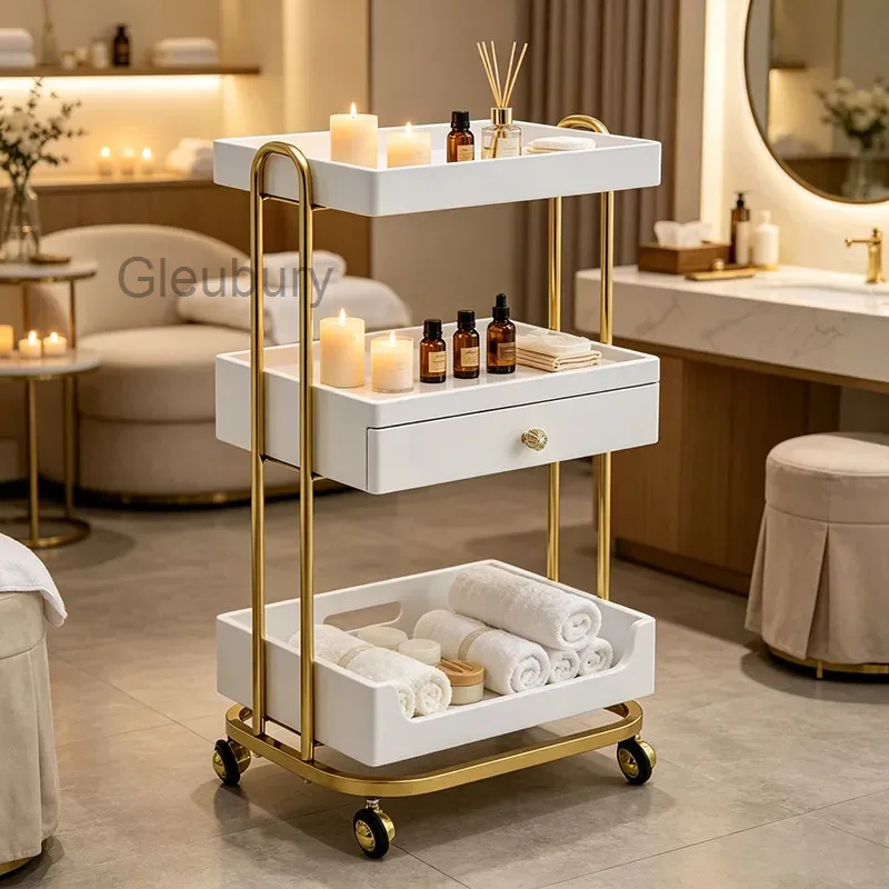 Salon Organizer Trolley Rotating Moving Nordic Unique Storage Trolley Cart Luxury Tool Carritos Organizadores Salon Furniture
