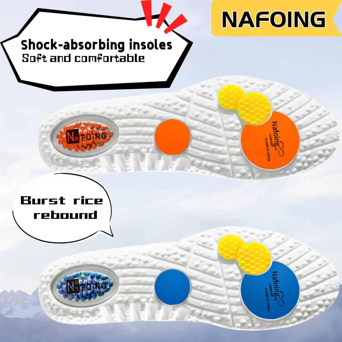 2 pairs of air cushion cushioning sports insoles, anti-slip and comfortable.