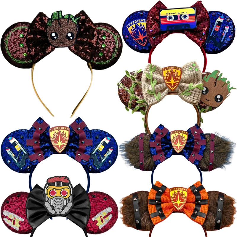 Disney Guardians of The Galaxy Headbands for Women Marvel Groot Hairband Girl Star-Lord Bow Rocket Raccoon Ears Hair Accessories