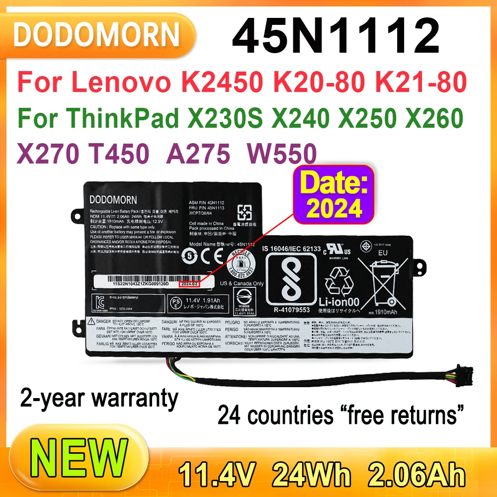 

NEW 45N1112 Laptop Battery For Lenovo ThinkPad T440 T440S T450 T450S X240 X240S X250 X260 X270 L450 T460 T550 W550 24WH 11.4V