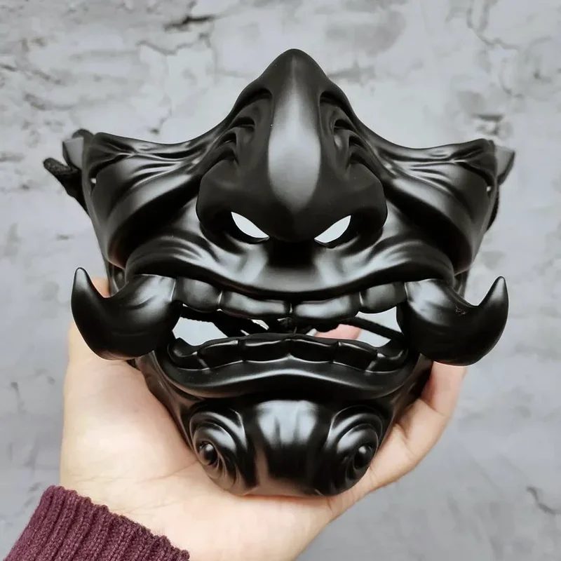 Resin Half Prajna Devil Horror Ghost Mask Halloween Demon Oni Samurai Props Adults Carnival Mask Costumes Props