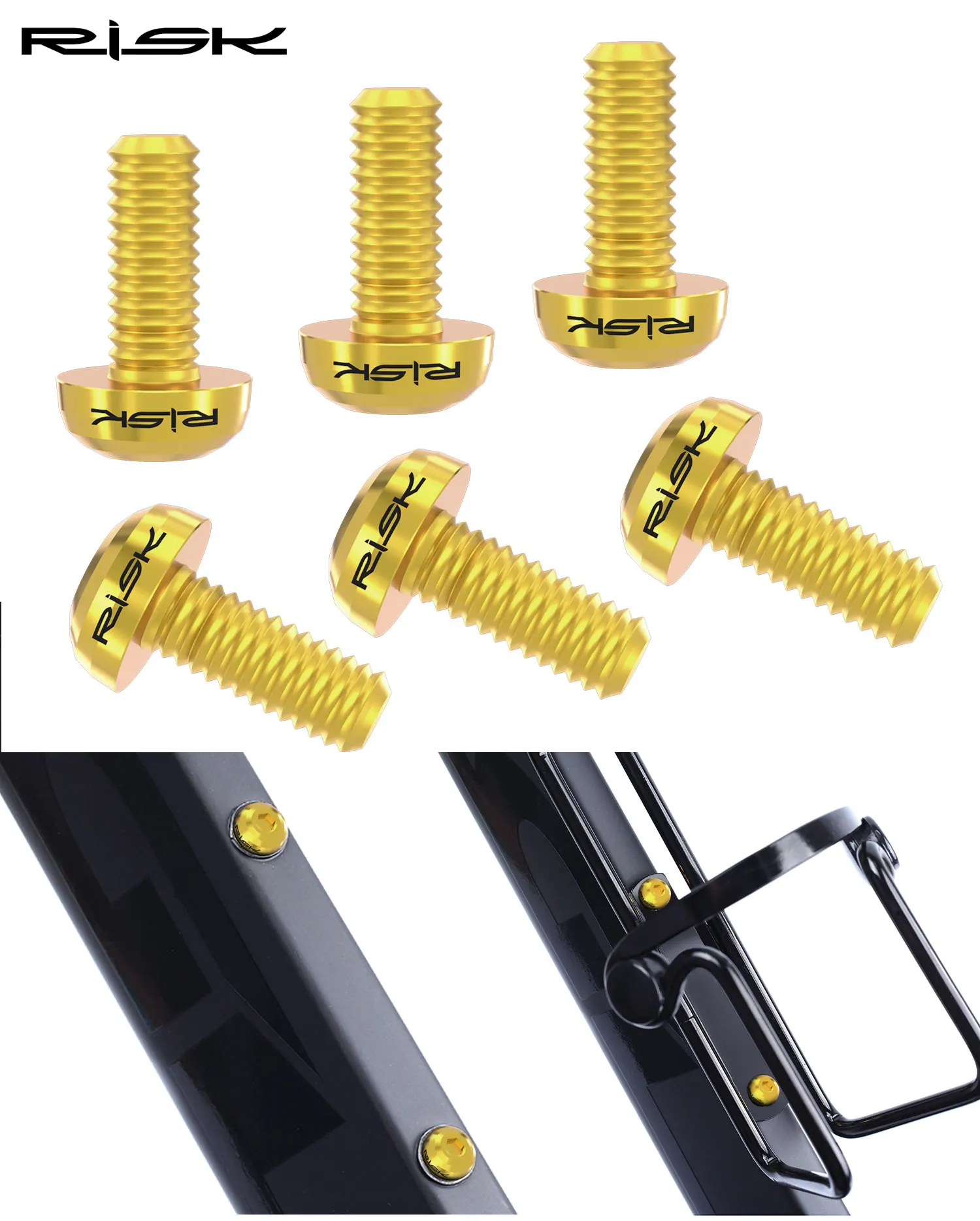 RISIKO M5x12mm Fahrrad Flaschenhalter Befestigungsschrauben Titanlegierung MTB Rennrad Flaschenhalter Schrauben Luftpumpe Feste Schrauben – Detail 13