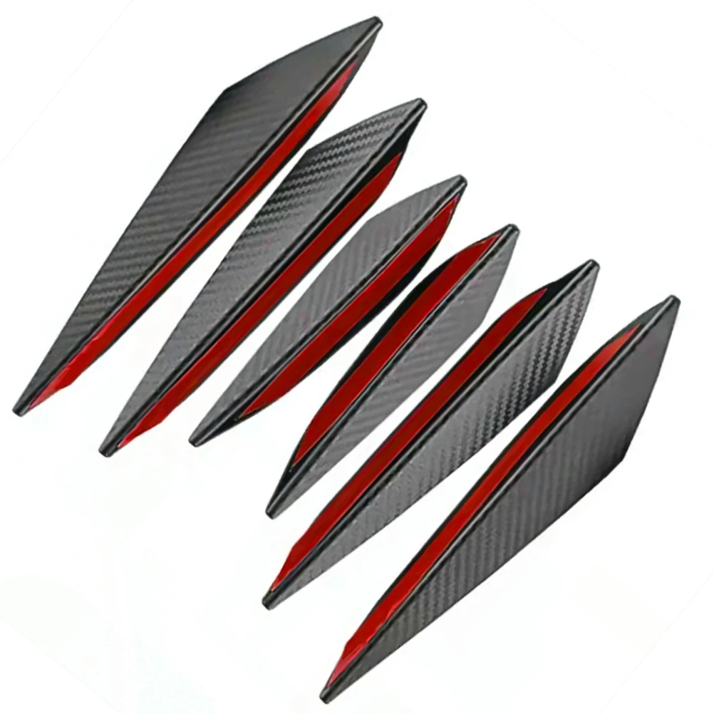 

6 Pcs Anti Collision Bumper Lip Splitter Fins Spoiler PVC Universal Car Front Accessories Decor Protective Lightweight Durable