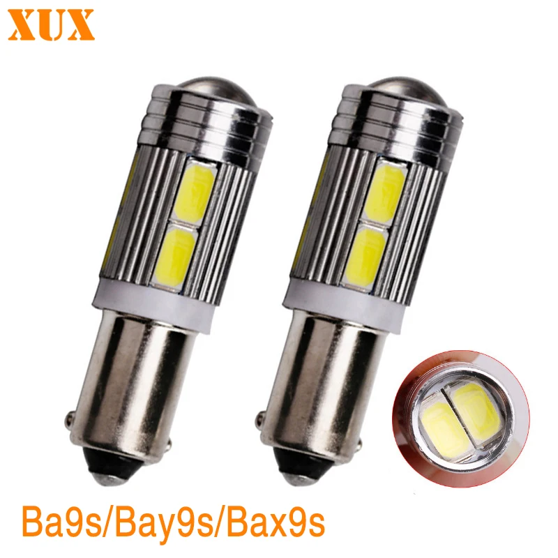 

100pcs Auto BA9S BAX9S BAY9S Led Bulbs 5630 10SMD T4W H6W Car Interior Reading Dome Lamp License Plate Light Auto Parking Lights