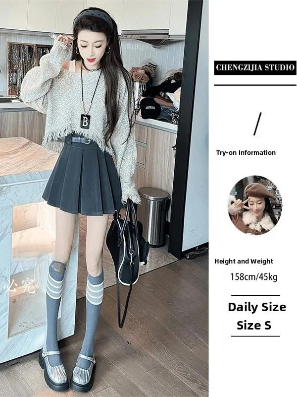 

Ele Slant-oulder Irregular Knitted Sweater Women's Autumn Winter New Sle Beautiful Bells Tassel V-Ne Long Sve Top