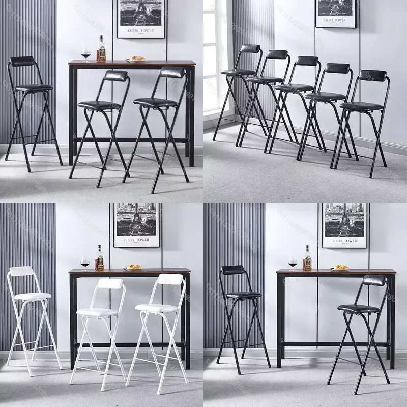 Portable Folding Bar Chair, High‑Foot Counter Stool With Backrest, Lightweight Compact Seat For Reception Bistro Fishing