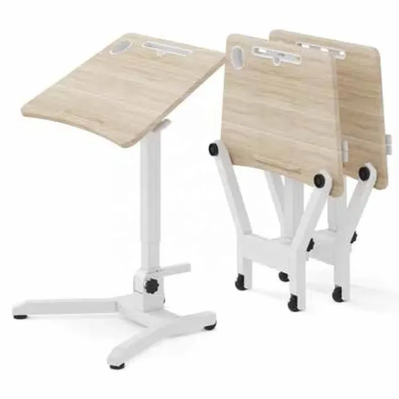 Small Space Solutions Modern Height Adjustable Ergonomic Desktop Desk Pneumatic Adjustable Desktop Foldable Stackable