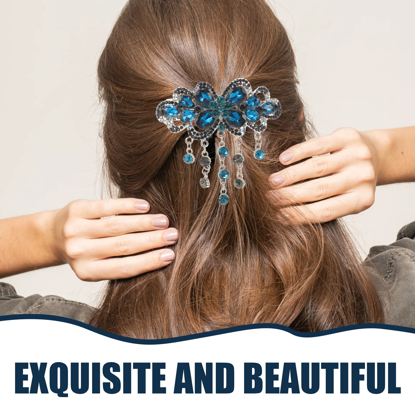 

Water Drop Rhinestone Flower Hairpin Alloy Crystal Clip For Wedding Bridal Party Spring Hair Styling Grip Barrette