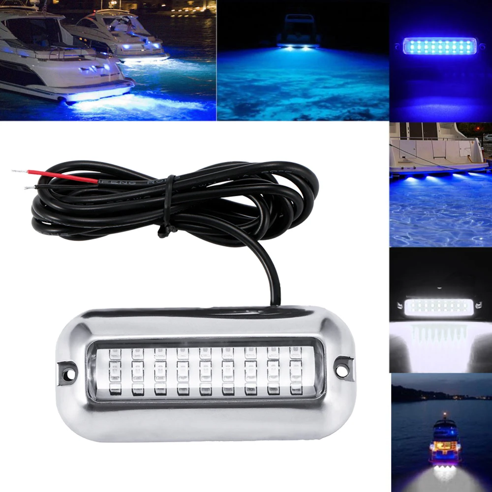 27LED 12-24V Boat Transom Light Underwater Pontoon Marine Boat Accessories Light Stainless Steel Waterproof Marine Light IP68