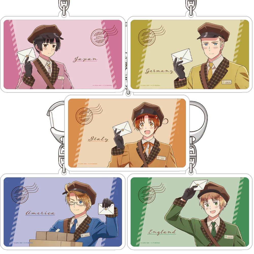 Hetalia: Axis Powers Italia Alemania Japón América Inglaterra Francia Rusia China Oficial HD Acrílico Llavero Bolsa colgante Regalos para fanáticos