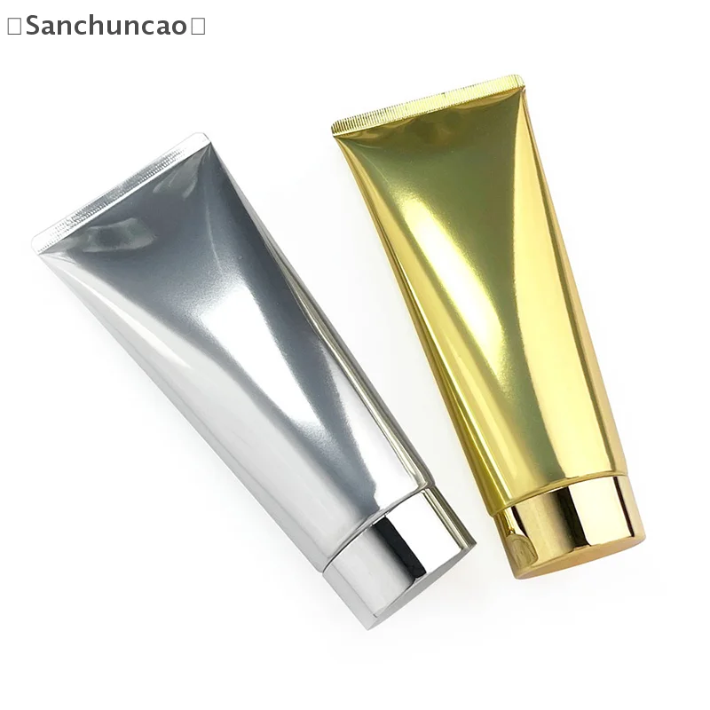 1 szt. złoto srebro puste plastikowe miękkie tubki do wielokrotnego napełniania butelka do wyciskania pojemnik kosmetyczny do czyszczenia twarzy balsam do kremu do rąk
