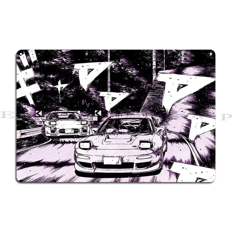 Initial D Metal Signs Pub Printed Wall Cave Wall Custom Home Tin Sign Poster