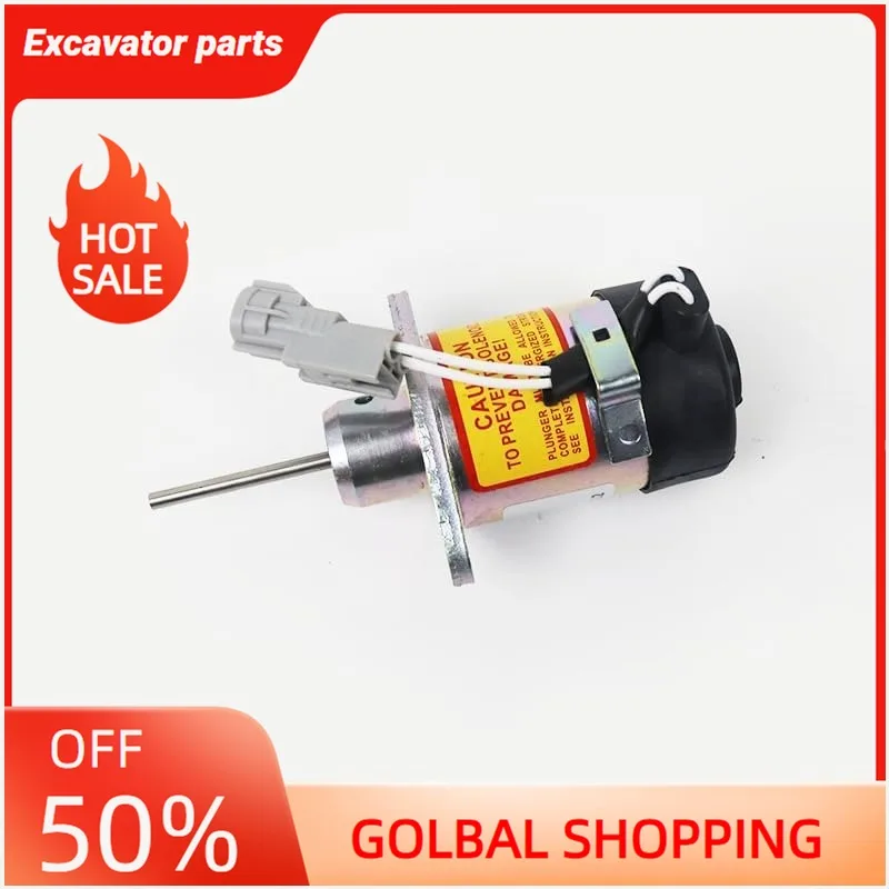 

PS45CZ250 12V Shut Off Solenoid Valve For Volvo EC55B EC60 EC85 EC120 EC140 Kubota D2.6 D3.8 Engine Replacement Flameout Shutdo