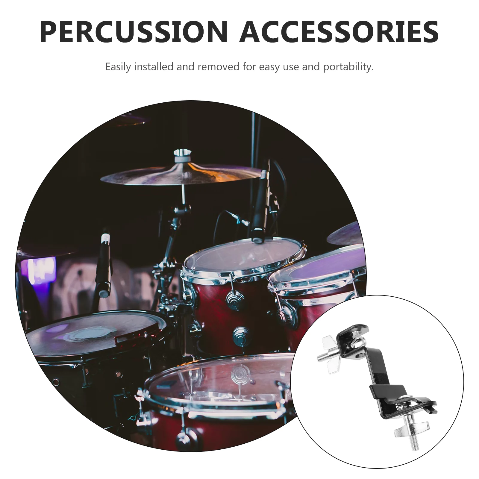 

Cowbell Stand Mounted Clamp Bass Drum Holder Fixing Black Connecting Clip Travel