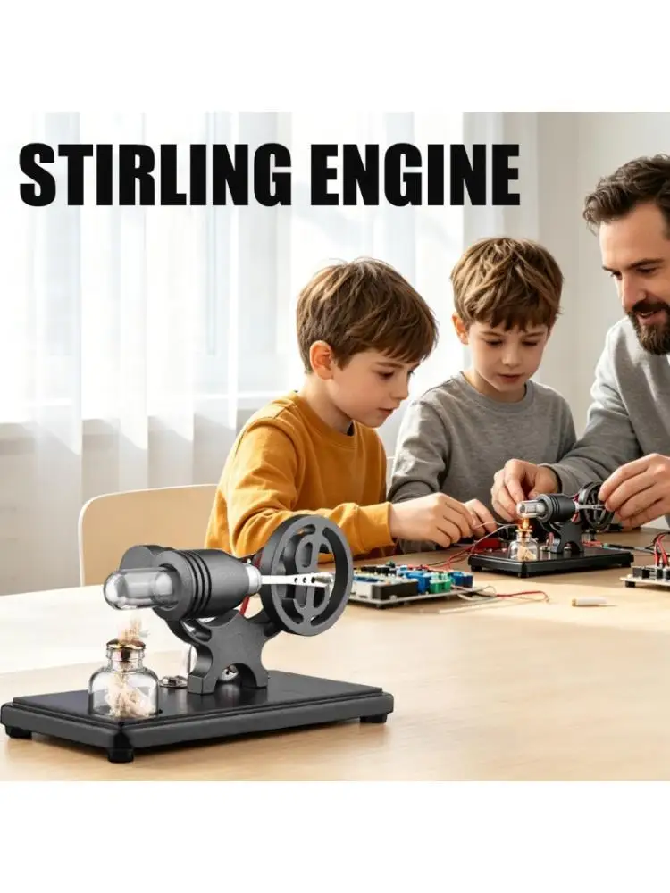 Y1UB Black Stirling Engine Unit Metal Base Easy Operation Science Experiment Gift