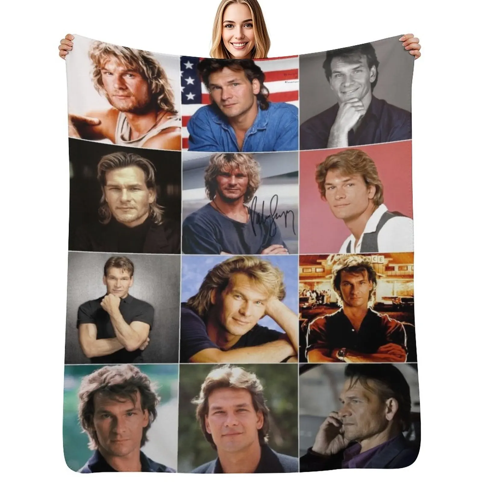 

Patrick Swayze Photo Collage Throw Blanket Warm Comfortable Blanket for Office Napping