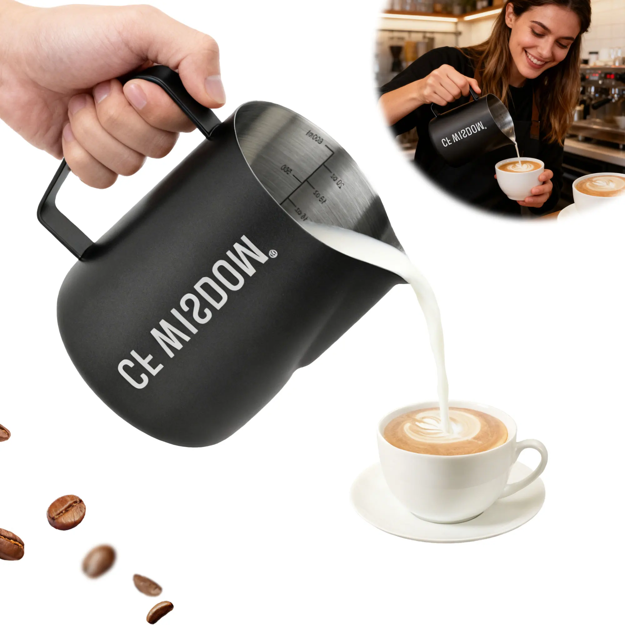 

Milk Frothing Pitcher Stainless Steel Milk Frother Cup Coffee Milk Pitcher Latte Art, Christmas Birthday Valentine’s Day Gift