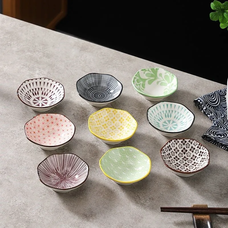 2023 New High-End Ceramic Snack Plates Japanese Style Ceramic Sauce Plates Household Kitchen Round Sauce Dishes 1PCS LE759