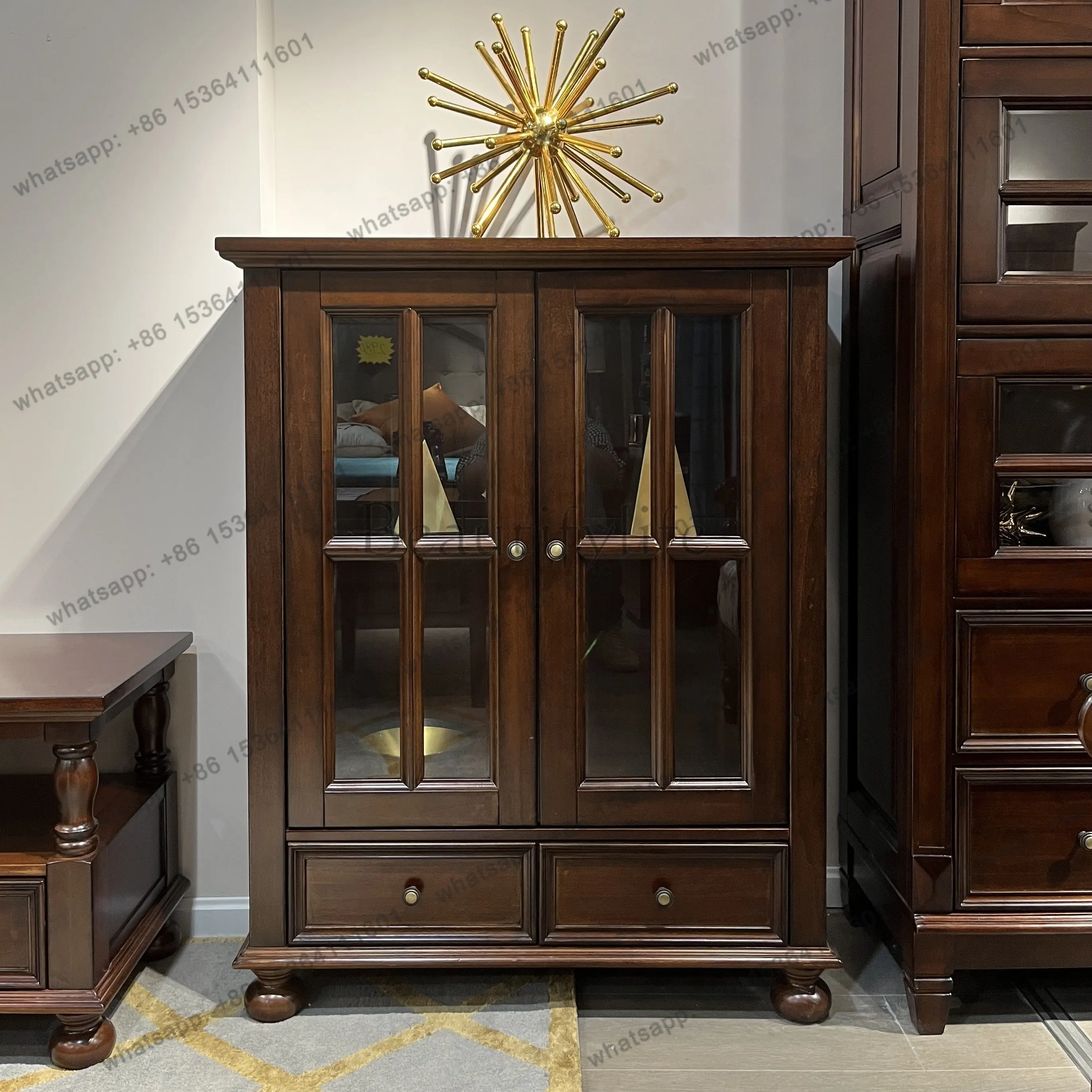 

American solid wood double door decorative cabinet size: length 870 * width 400 * height 1100mm