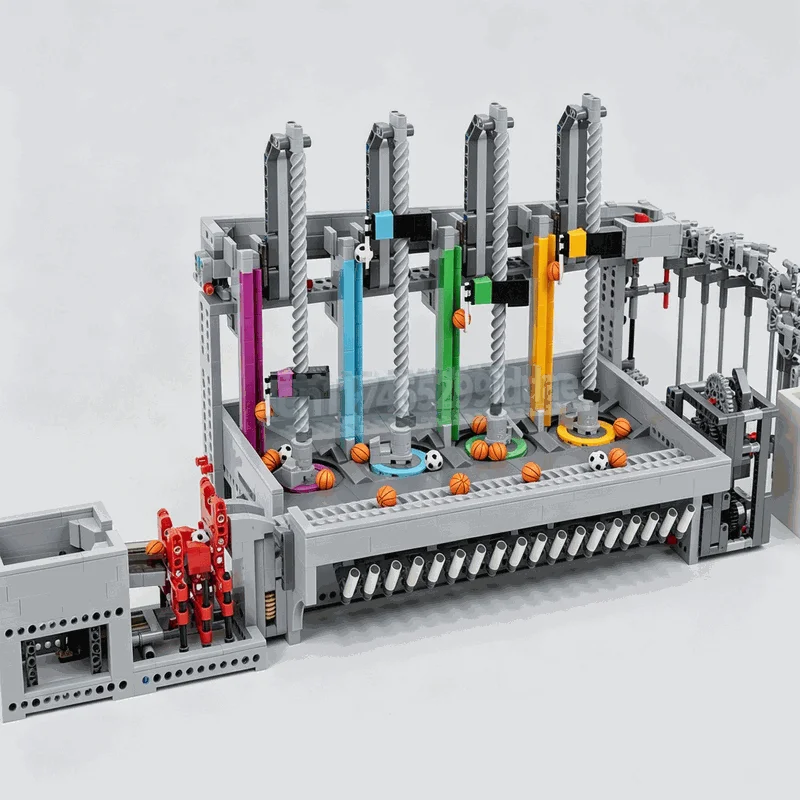 2717PCS Technical Ball Sorting Spinning Pole Machine Building Blocks Mechanical Conveyor Model DIY Assembly Toy Creative Gifts