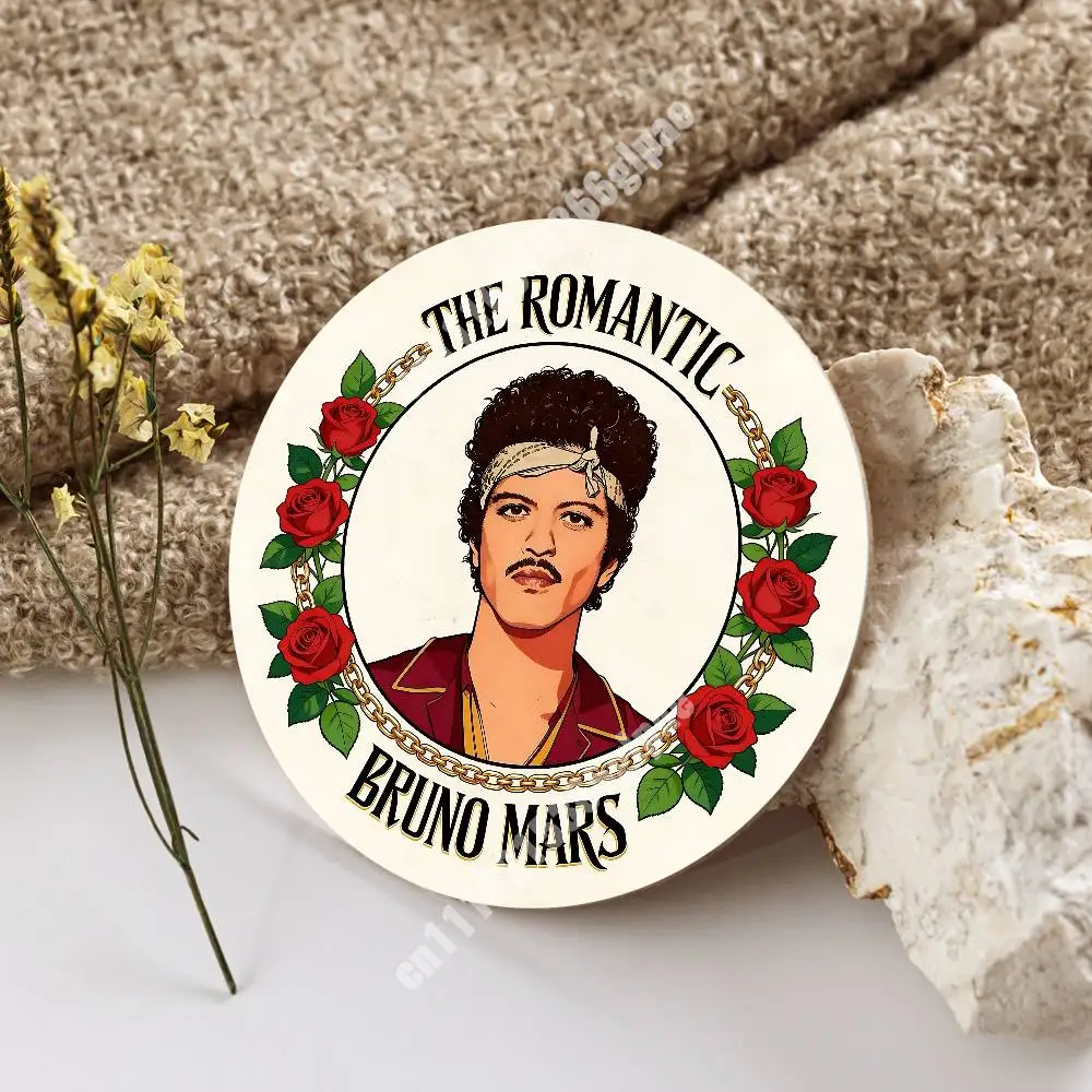The Romantic B-Bruno M-Mars 24K Magic Wooden Cup Mat Americano Beer Milk Water Coaster for Baking Studio