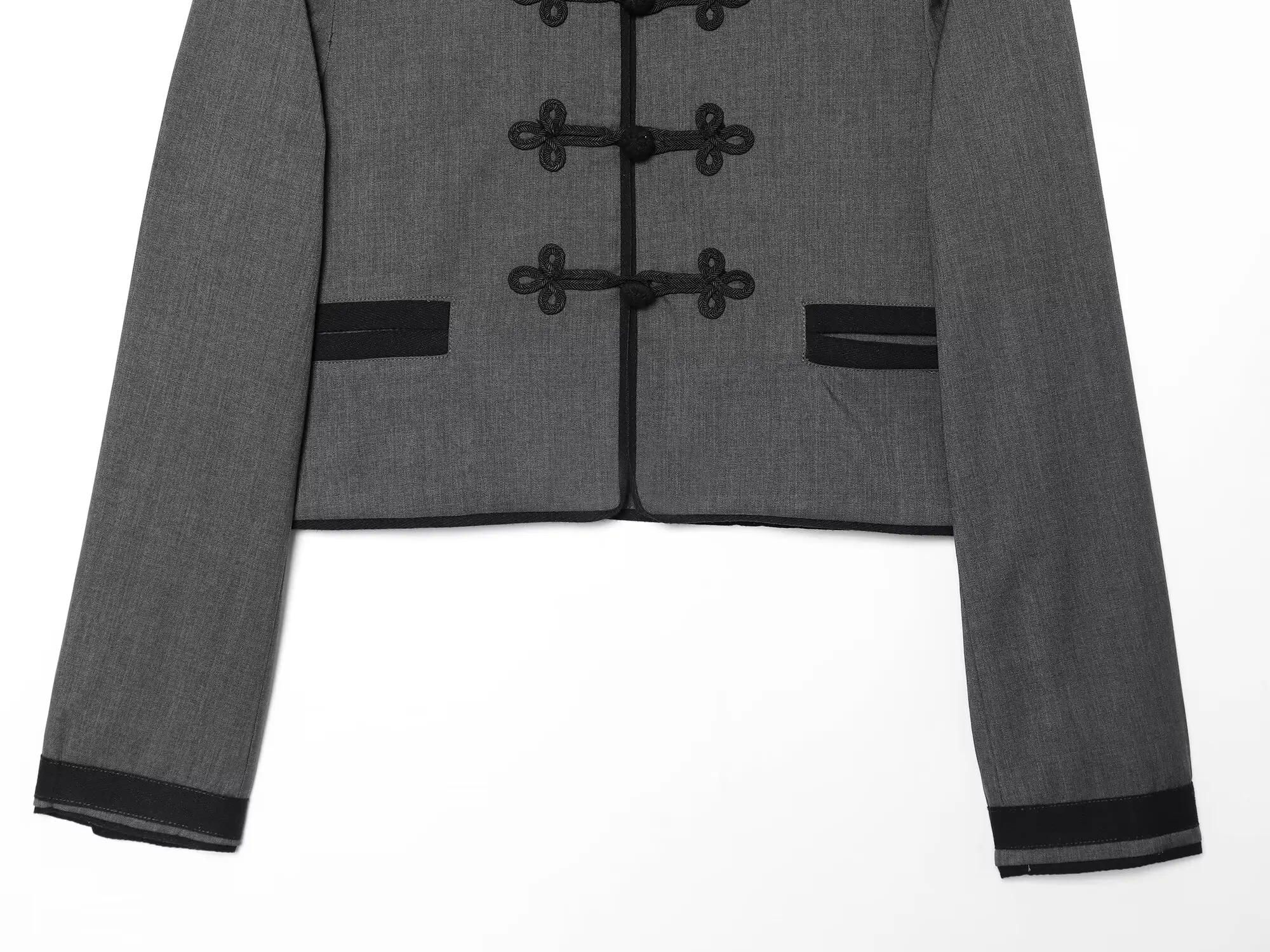 TFMLN Damen Freizeitjacke mit Knopfverzierung, schmal geschnitten, lange Ärmel, Stehkragen, kurze Jacken, Vintage 2026 Frühling Sommer Damen Oberbekleidung – Detail 8