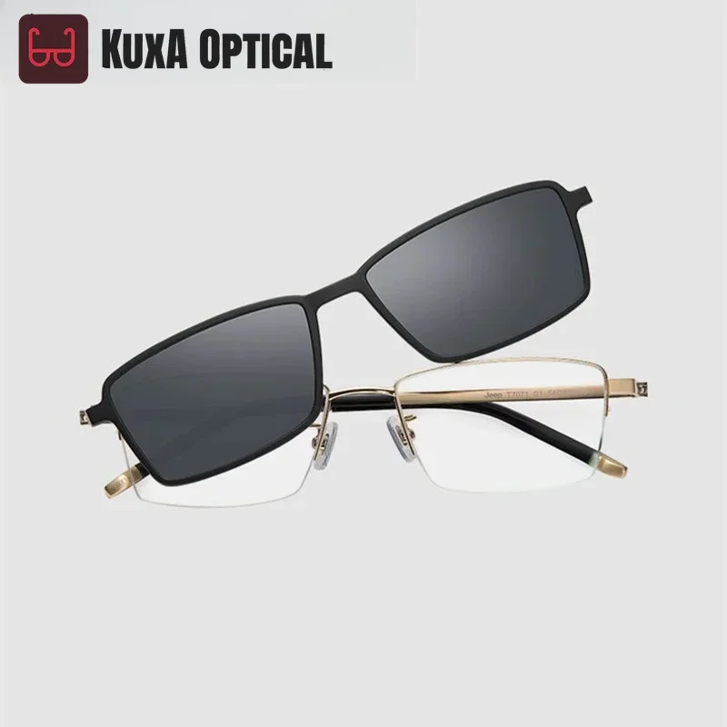 

KUXA очки высшего качества, мужские очки из чистого титана, IP-рамка, поляризационные солнцезащитные очки, оправа для очков по рецепту, магнитные очки