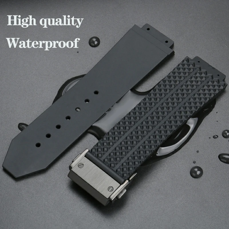 Watchband for HUBLOT BIG BANG Silicone 25*19mm 24*17mm Waterproof Sports Men\'s Watch Strap Rubber Bracelet Wristband Black Blue