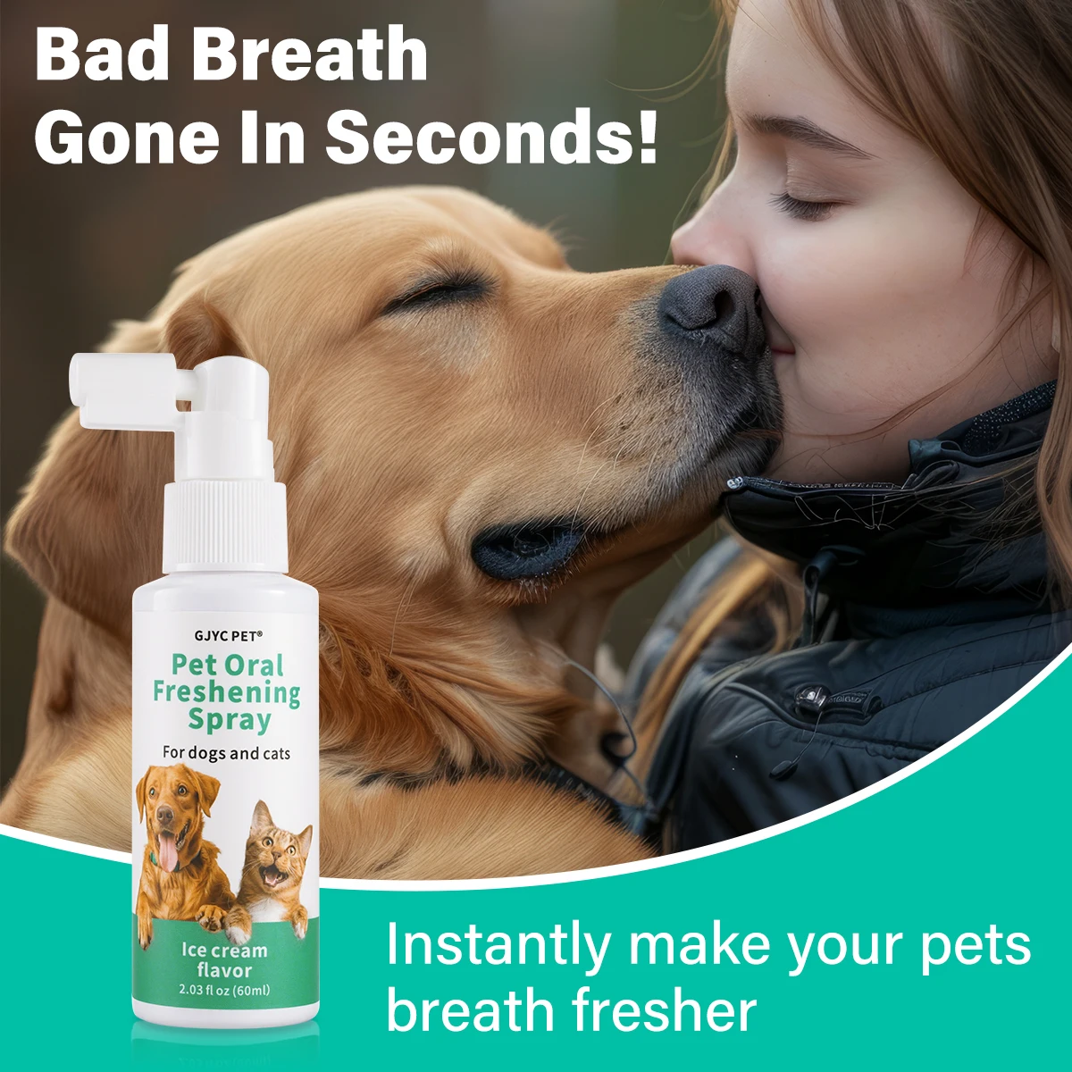 Spray Bucal para Mascotas, Cuidado Bucal sin Cepillos, Eliminador de Sarro y Placa, a Base de Plantas, Suave y No Irritante, para Perros y Gatos, Higiene Dental