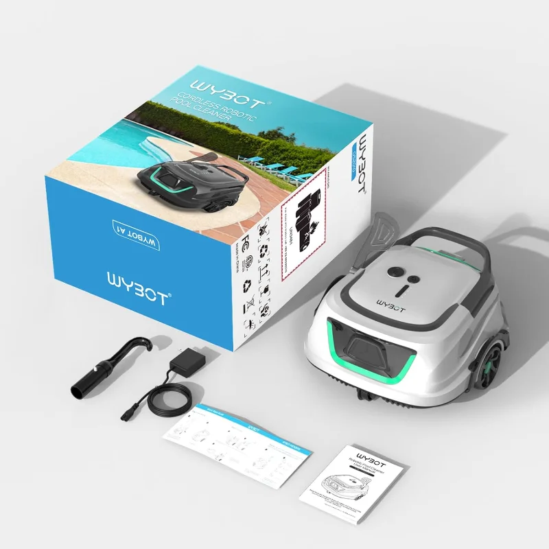 (2025 ترقية) مكنسة حمام السباحة WYBOT A1 لحمام السباحة فوق الأرض، منظف حمام السباحة الآلي اللاسلكي مع 120 دقيقة، ترشيح مزدوج
