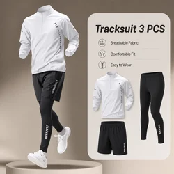 1-3 PCS Outdoor Men's Quick Dry Jacket Suit 1-3 piece Fitness Running Sets Sports Jogging Pants Workout Sportswear Equipment
